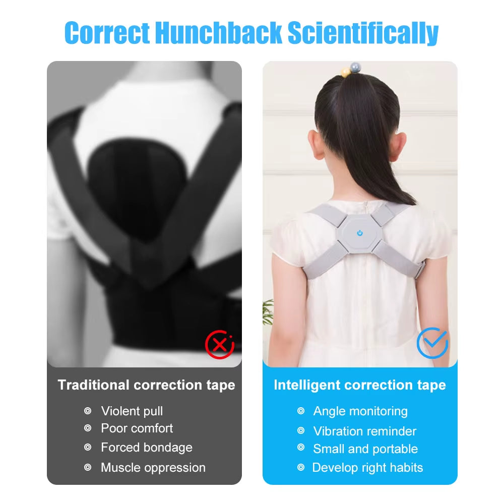 Smart Back Posture Corrector Intelligent Spine Clavicle Brace Support Belt Vibration Shoulder Training Adjustable Adult Child